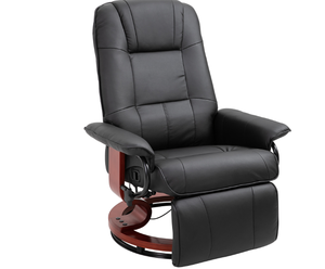 lot 77 image: HOMCOM Faux Leather lounge chair with footrest and armrest, Manual Swivel Recliner for living room, Black