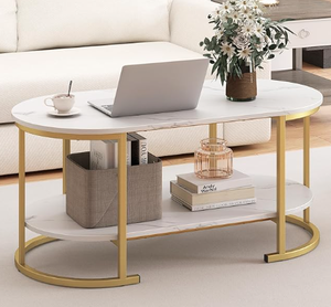 lot 82 image: COSTWAY Industrial Wooden Oval Coffee Table with Storage