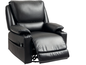 lot 90 image: HOMCOM Recliner Massage Armchair with Heat Oversized Swivel Rocker with Footrest Remote and Side Pockets Black