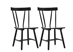 lot 92 image: Costway Windsor Rubber Wood Dining Chairs, Black (Set of 2)