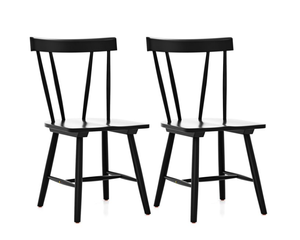 lot 93 image: Costway Windsor Rubber Wood Dining Chairs, Black (Set of 2)
