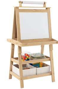 lot 383 image: Costway Kids Natural Double Sided Art Easel with Paper Roll
