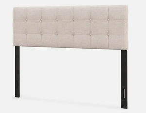 lot 157 image: Linen Upholstered Headboard with Solid Rubber Wood Legs