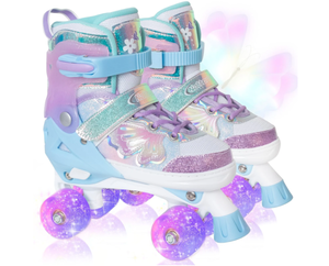 lot 160 image: Nattork Kids Roller Skates 4 Sizes Adjustable Quad Skates Butterfly