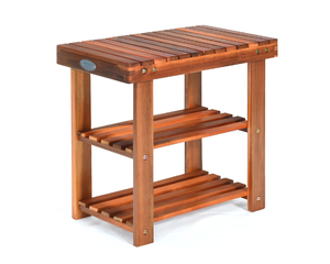 lot 164 image: Costway Modern Brown Storage Bench 19-in x 11-in x 18-in