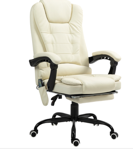 lot 168 image: Vinsetto 7-Point Vibrating Massage Office Chair High Back Massaging  with Lumbar Support, Footrest, Cream White
