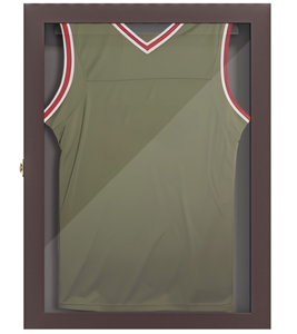 lot 178 image: HOMCOM 23.5 x 31.5 UV-Resistant Sports Jersey Frame Display Case, Brown