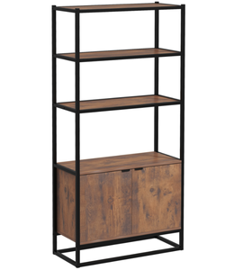 lot 179 image: HOMCOM Bookcase with Cabinet, 3-Tiers Bookshelf for Storage