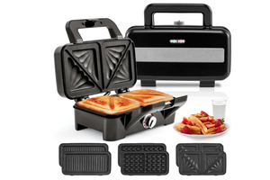 lot 353 image: KOTEK 3 In 1 Sandwich Maker, Waffle Maker with Removable Plates