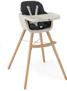 lot 355 image: Costway  AD10064BK ,3-in-1 Convertible Wooden High Chair with Cushion-Black