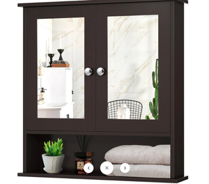 lot 357 image: Giantex Medicine Cabinet, Bathroom Wall Cabinet with 2 Mirrored Doors, Adjustable Shelf