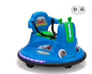lot 388 image: TOBBI 12V Bumper Car Ride on with Remote Control, Music, LED Lights, 360 Spin Age 1.5-9 Child, Blue