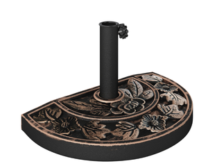 lot 397 image: Outsunny 20lbs Half Round Patio Umbrella Base Outdoor Decorative Resin Parasol Stand Holder for 1.5, 1.9 Pole