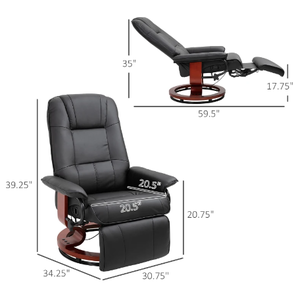 lot 12 image: HOMCOM Faux Leather Manual Recliner, Adjustable Swivel Lounge Chair with Footrest, Armrest and Wrapped Wood Base for Living Room WHAT COLOR NO PHOTO YET ON THE FILE