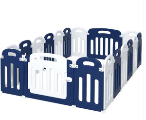 lot 15 image: Qaba Baby Playpen, 18 Panels Sturdy Safety Play Yard for Babies and Toddlers, 85 x 57 Foldable Baby Playard, Indoor Outdoor Kids Activity Center with Anti-Slip Base