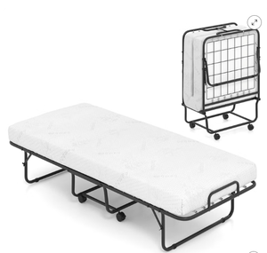 lot 24 image: Portable Memory Foam Folding Bed with Mattress Rollaway Cot