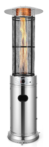 lot 26 image: Outdoor Propane Patio Heater, 40,000 BTU Propane Heater with Dancing Flame, Portable Wheels, Stainless Steel Pyramid Floor-Standing Outdoor Heater for Balcony Backyard Garden, Silver