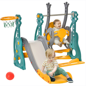 lot 68 image: Qaba 4 in 1 Toddler Swing and Slide Set, Kids Slide for Aged 1.5-3 with Climber, Ultra-Safety,