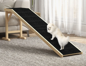 lot 109 image: PawHut Dog Ramp for Bed, Pet Ramp for Dogs with Non-Slip Carpet and Top Platform, 74 x 16 x 25, Natural