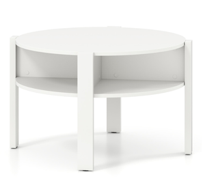 lot 152 image: 29.5 Inch Round Coffee Table with Storage Shelves