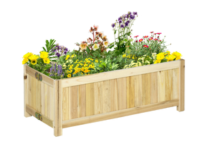 lot 212 image: Outsunny Foldable Raised Garden Bed, Wooden Planter Box, Herb Garden Planter with Drainage Holes, for Backyard, Patio to Grow Vegetables, Herbs, and Flowers, 27.6 x 11.6 x 9.8