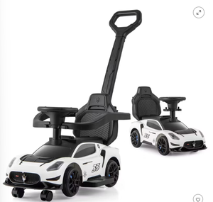 lot 220 image: Costway 3-in-1 Ride on Push Car Maserati Licensed Foot to Floor Kids Sliding Walking Car White