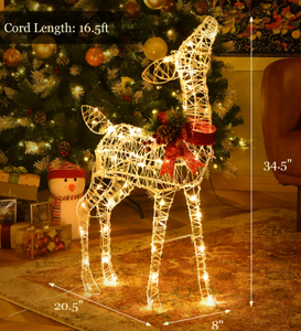 lot 221 image: Costway Lighted Christmas Reindeer w 50 LED Lights Outdoor Yard Christmas Decorations