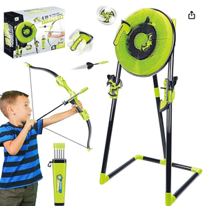 lot 227 image: Hitish Axe Throwing Game for Backyard - Outdoor Games for Kids Adults Family - Bristle Target, Bow & Arrow, Throwing Axes, Ninja Stars Darts Includes - Archery Games for Yard Lawn Carnival