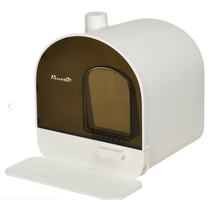 lot 230 image: PawHut Covered Cat LitterBox Whie