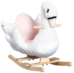 lot 231 image: Qaba Kids Ride On Rocking Horse Plush Swan Style Toy with Music for Over 18 Months Children, White and Pink