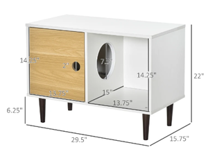 lot 237 image: PawHut Wooden Cat House with Soft Cushion, Decorative Kitten Condo Side Table, Elevated Pet House with Storage Space