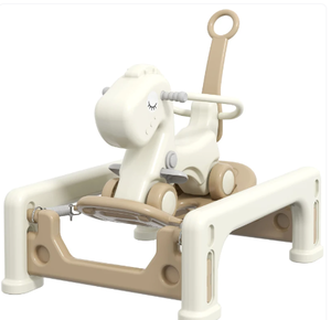 lot 238 image: Qaba 5 in 1 Rocking Horse for Toddlers 1-3 Years with Detachable Balance Board, Push Handle, Footrest, Cream White