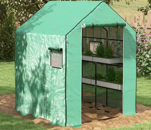 lot 239 image: Outsunny Walk-in Greenhouse Replacement Cover for 01-0472 with Roll-up Door and Mesh Windows, 55 x 56.25 x 74.75