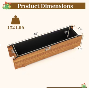 lot 244 image: Costway Wooden Raised Garden Bed with Drainage Holes, Liner for Vegetable Flower Herb