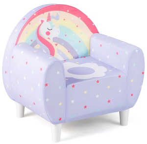 lot 264 image: Costzon Kids Sofa Toddler Upholstered Cartoon Armchair wBreathable Spandex & High-Density Sponge Filling