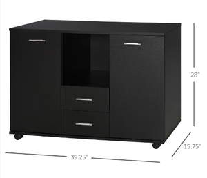 lot 269 image: Vinsetto Multifunction Office Filing Cabinet Printer Stand with 2 Drawers, 2 Shelves, & Smooth Counter Surface, Black