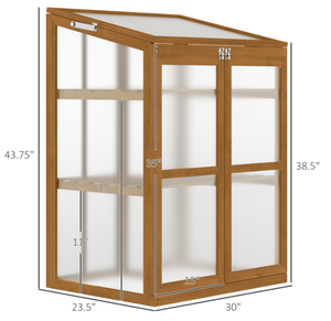 lot 271 image: Outsunny Wooden Cold Frame Greenhouse Small Mini Planter Box, 30 L x 24 W x 44 H