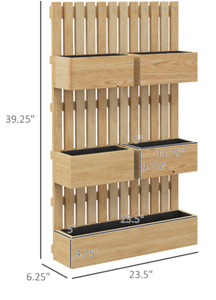 lot 283 image: Outsunny Wall Mounted Planter with Trellis and Drainage Holes for Small Spaces, Raised Garden Bed, Natural