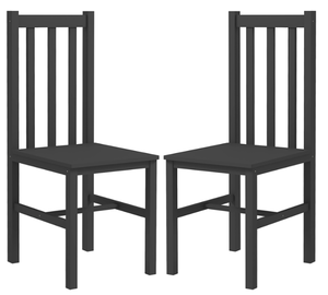 lot 286 image: HOMCOM Farmhouse Dining Table Chairs, Set of 2 Pine Wood Kitchen Table Chairs with Slat Back for Living Room, Bedroom, Black