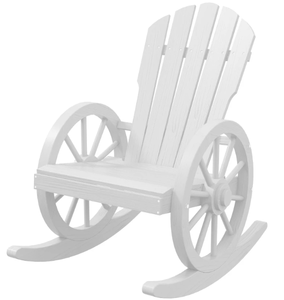 lot 306 image: Outsunny Wooden Rocking Chair, Adirondack Rocker Chair w Slatted Design and Oversized Back, for Porch, and Garden, White