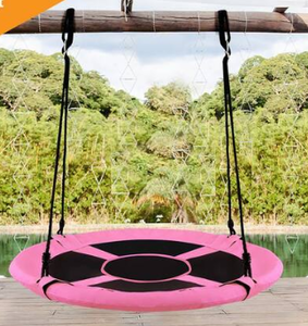 lot 314 image: 40 in. Pink Flying Saucer Tree Web Swing Indoor Outdoor Play Set Kids