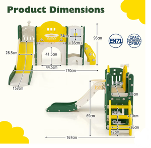 lot 317 image: 10 in 1 Toddler Slide Set, Kids Slide and Climber Playset, Indoor Playground for Ages 3