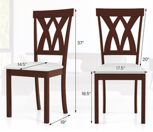 lot 334 image: Giantex Wood Dining Chairs Set of 2, Wooden Kitchen Chairs with Upholstered Seat, Rubber Wood Legs & Cross Back, Farmhouse Armless Side Chairs for Dining Room, Restaurant, Oak
