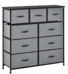 lot 402 image: HOMCOM 9 Drawers Storage Chest Dresser Organizer Unit w Foldable Bins