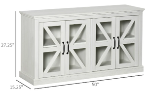 lot 404 image: HOMCOM Sideboard Buffet Cabinet, Glass Door Credenza, Coffee Bar Cabinet with Adjustable Shelf, White