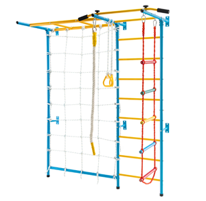lot 27 image: Costway 7 in 1 Kids Indoor Gym Playground Swedish Wall Ladder Children Home Climbing Gym Solid Wall Set Up