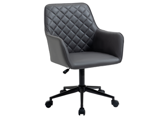 lot 136 image: Vinsetto Mid Back Modern Home Office Chair Swivel Computer Desk Chair with Adjustable Height, Microfiber Cloth, Diamond Line Design, and Padded Armrests, Dark Gray