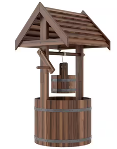 lot 138 image: Outsunny Wishing Well for Outside, Wood Wishing Well Planter with Hanging Bucket, Decorative Planter, Carbonized