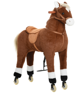 lot 143 image: Qaba Kids Ride-on Walking Horse with Easy Rolling Wheels, Soft Huggable Body, & a Large Size for Kids 5-16 Years
