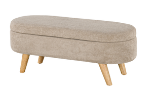 lot 149 image: HOMCOM Storage Ottoman Bench, 43.3 Upholstered End of Bed Bench with Wood Legs, Modern Entryway Bench, Beige